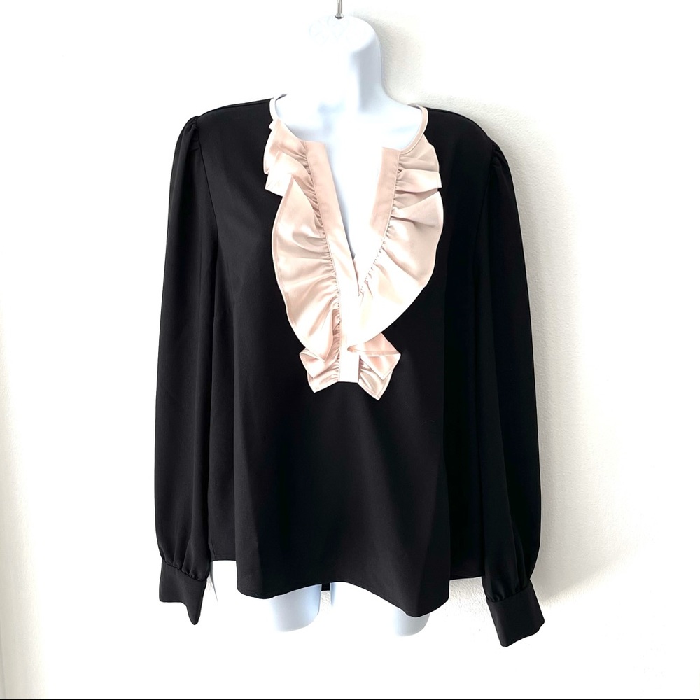 J. Crew Ruffle Neck Blouse L